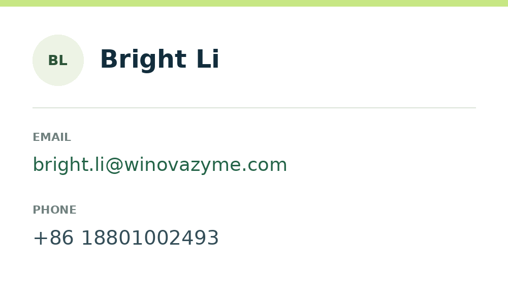 Contact card for Bright Li