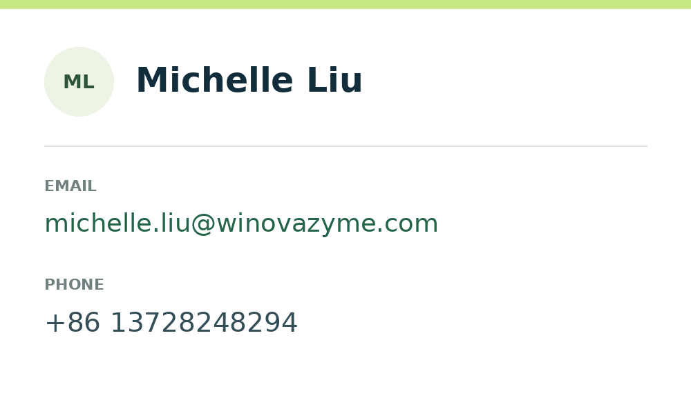 Contact card for Michelle Liu