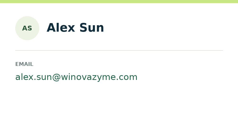 Contact card for Alex Sun
