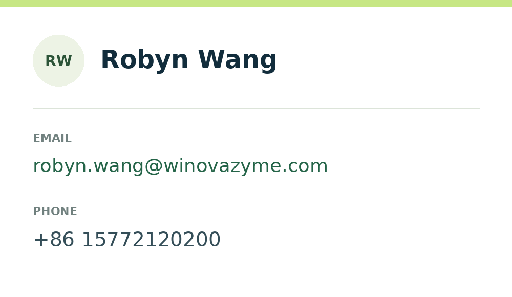 Contact card for Robyn Wang